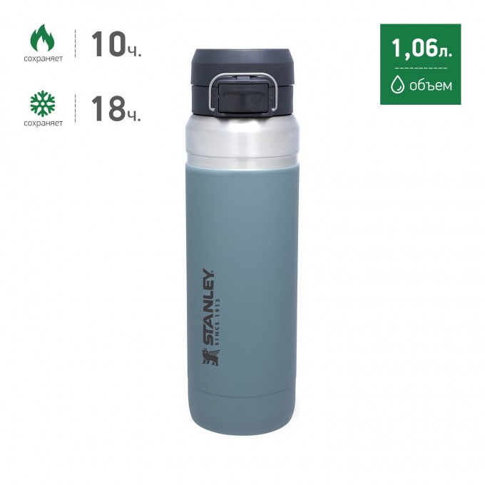 Термобутылка STANLEY GO QUICK FLIP 1,06L серо-голубой 10-09150-067 Термобутылка STANLEY GO QUICK FLIP 1,06L серо-голубой 10-09150-067
