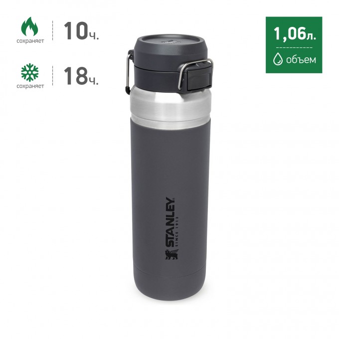 Термобутылка STANLEY GO QUICK FLIP 1,06L темно-серый 10-09150-063 Термобутылка STANLEY GO QUICK FLIP 1,06L темно-серый 10-09150-063