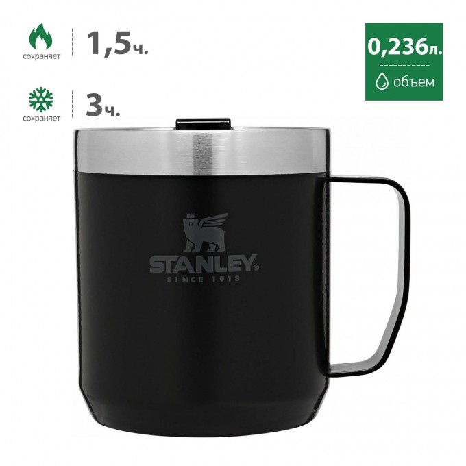 Термокружка STANLEY CLASSIC с ручкой 0,236L черная 10-11444-051 Термокружка STANLEY CLASSIC с ручкой 0,236L черная 10-11444-051