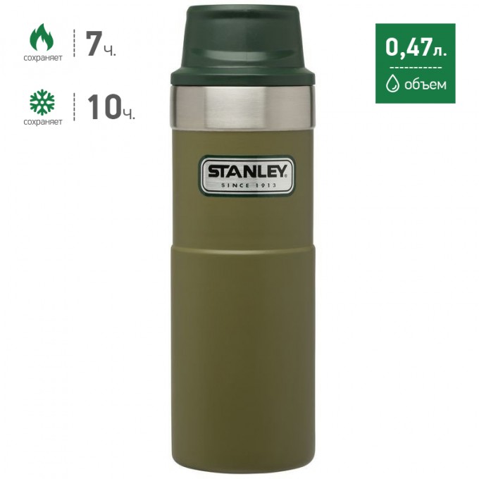 Термокружка STANLEY CLASSIC TRIGGER ACTION 1-HAND 0,47L оливковый 10-06439-009 Термокружка STANLEY CLASSIC TRIGGER ACTION 1-HAND 0,47L оливковый 10-06439-009